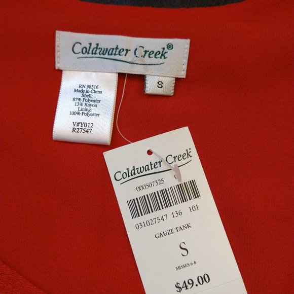 BNWT - COLDWATER CREEK - RED TANK TOP - SIZE SMALL - Picture 5 of 5